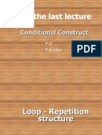 In The Last Lecture: Conditional Construct