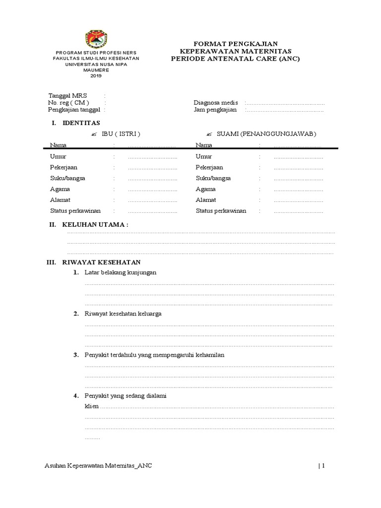 Format Pengkajian Anc | PDF