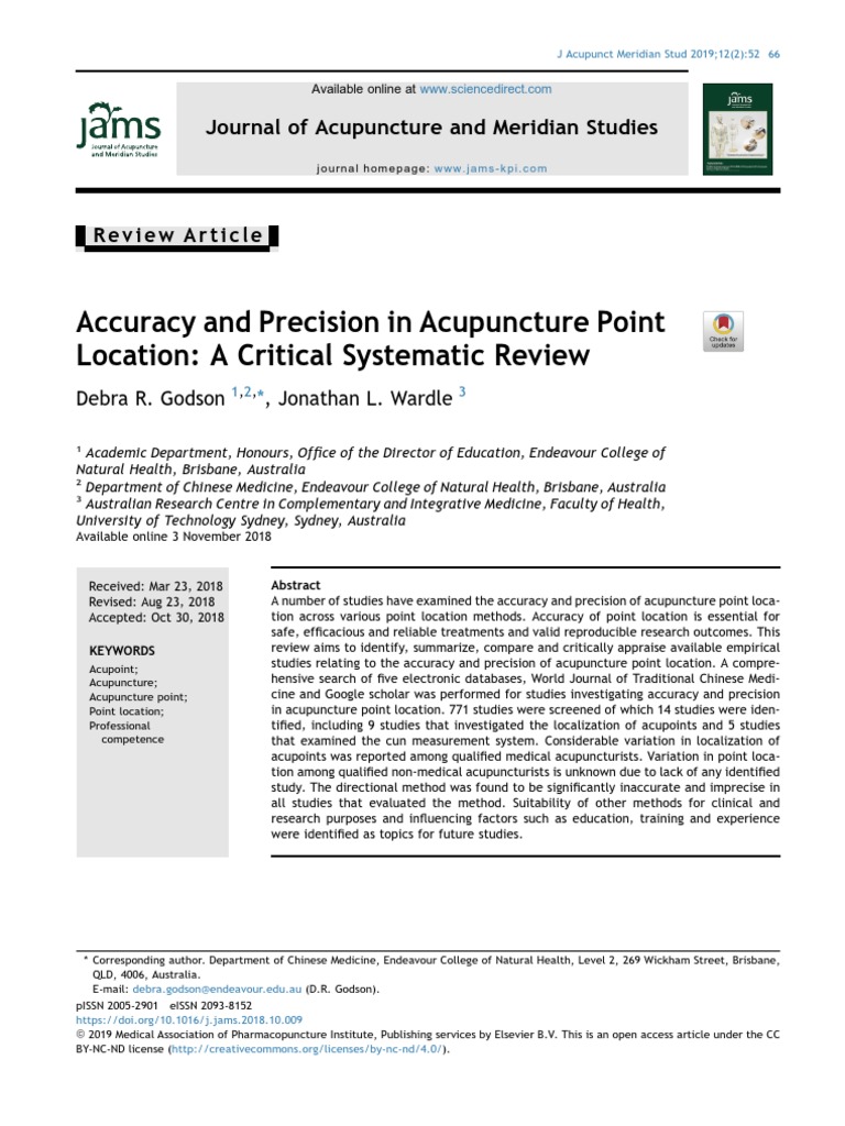 Accuracy and Precision in Acupuncture Point Location A Critical
