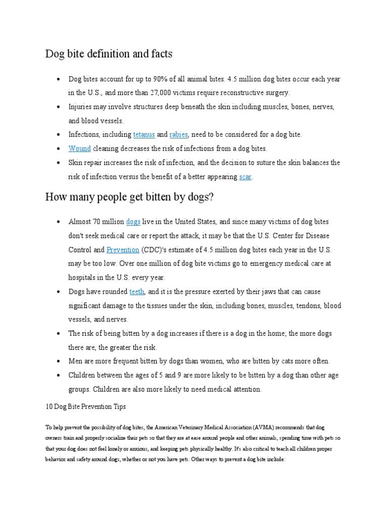 Dog Bite Definition and Facts PDF Wound Rabies