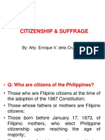 Citizenship & Suffrage: By: Atty. Enrique V. Dela Cruz, JR
