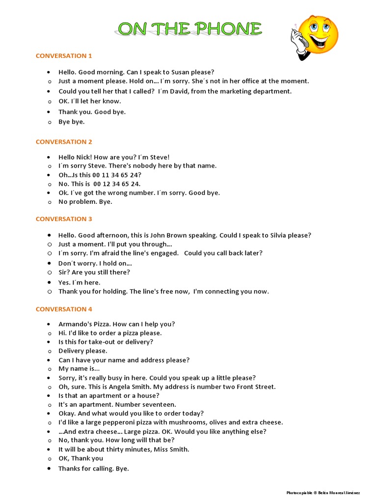 Phone Conversations for Practice | PDF