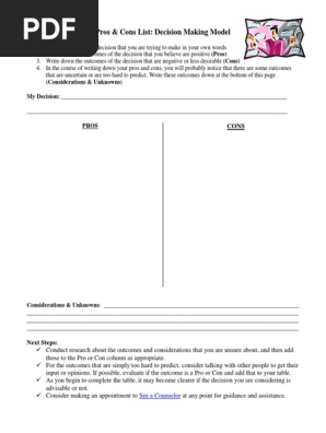 Pros & Cons Table