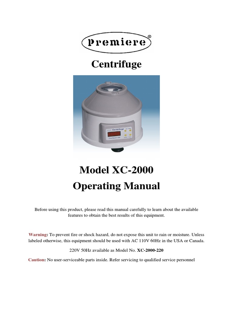 Manual Centrifuga XC2000 PDF Centrifuge Mechanical Engineering