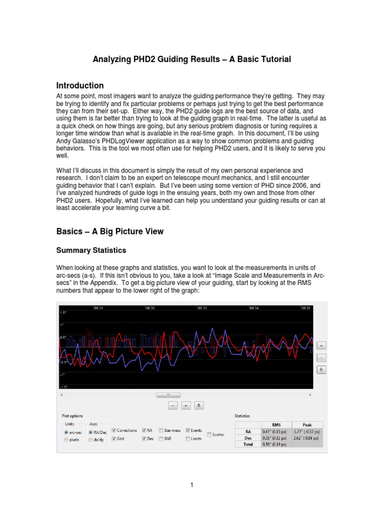PHD2 Guiding Results Analysis Guide | PDF | Telescopic Sight | Exposure ...