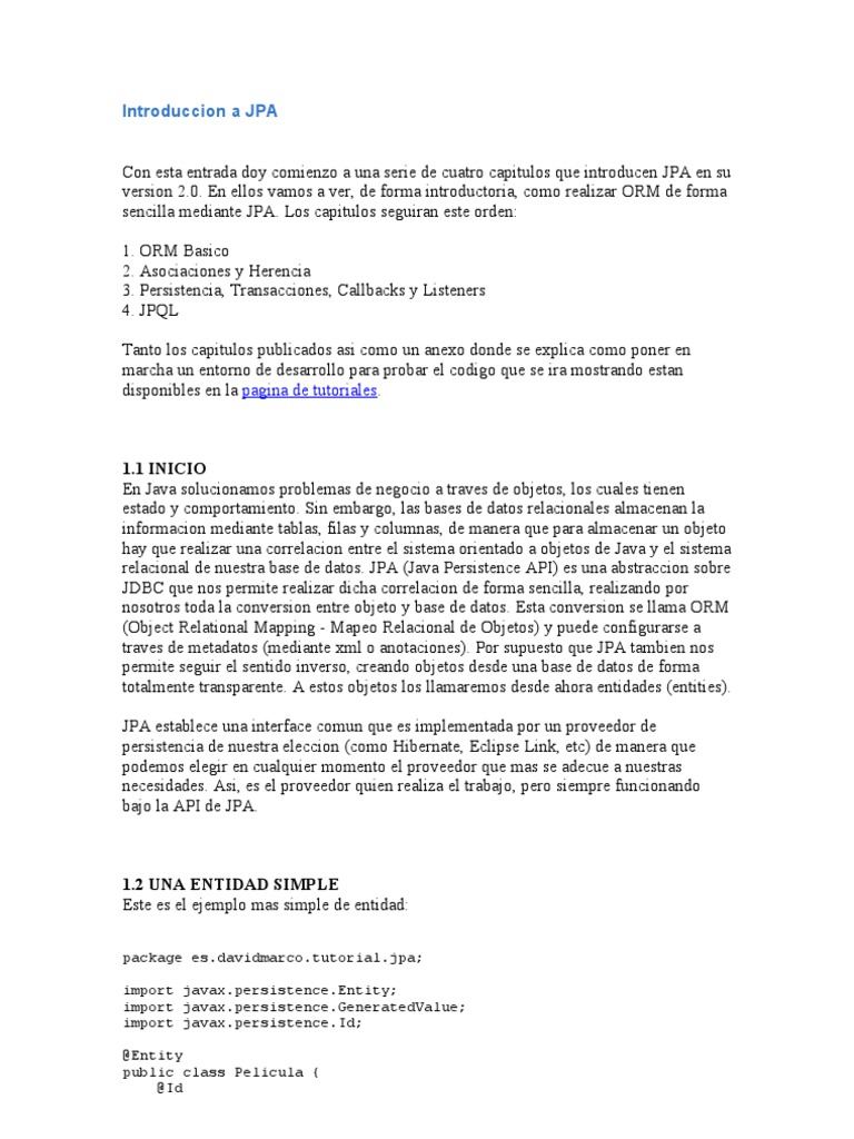 Introducción a JPA y ORM en Java | PDF | Tecnología