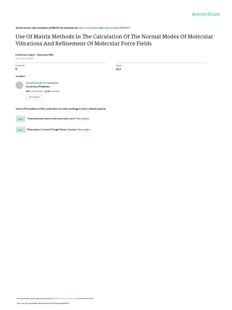 Matrixmethodsmolvibrationsspieproc PDF | PDF | Matrix (Mathematics ...