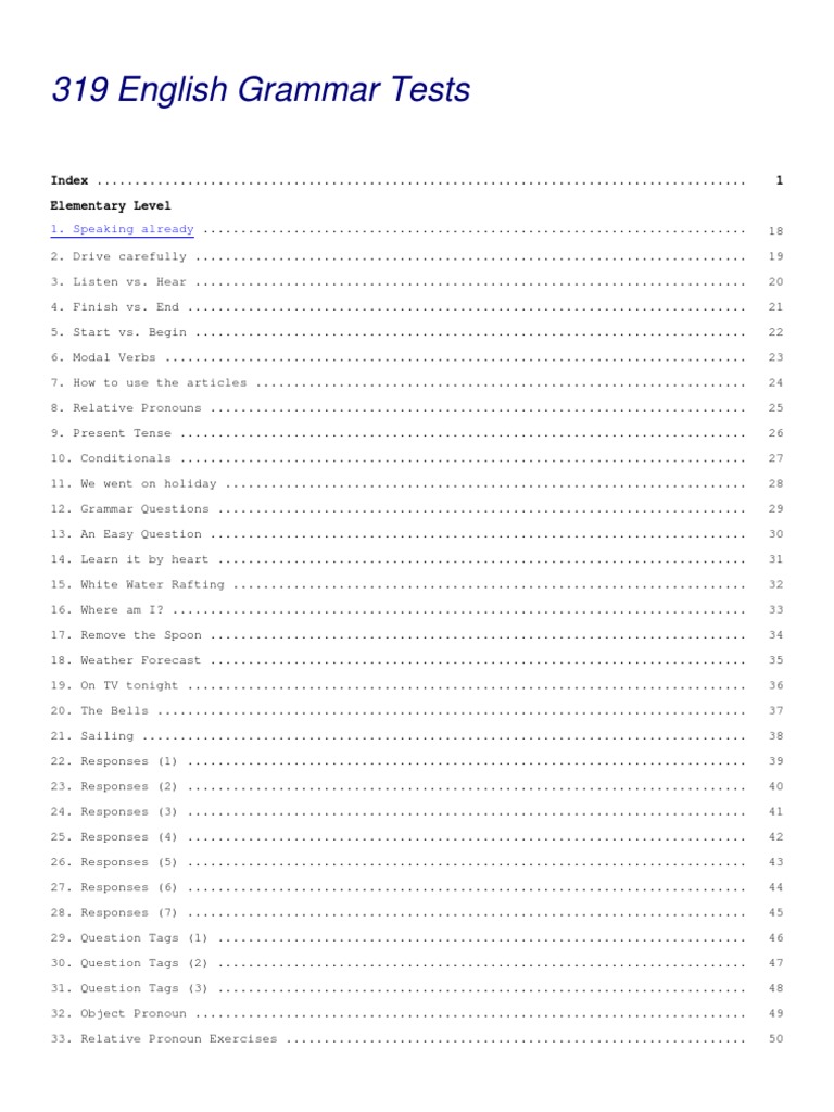 319 English Grammar Tests | PDF | English Grammar | English Language