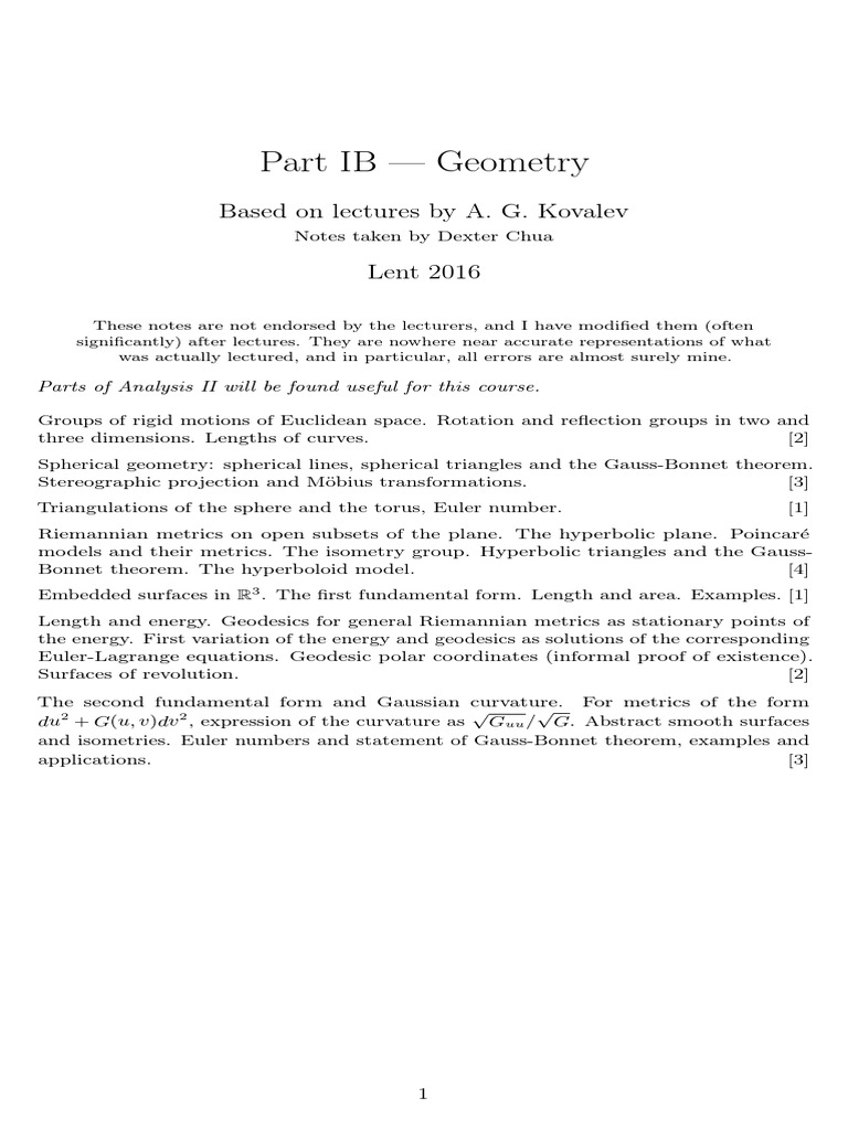 Geometry Lecture Notes | PDF | Hyperbolic Geometry | Sphere