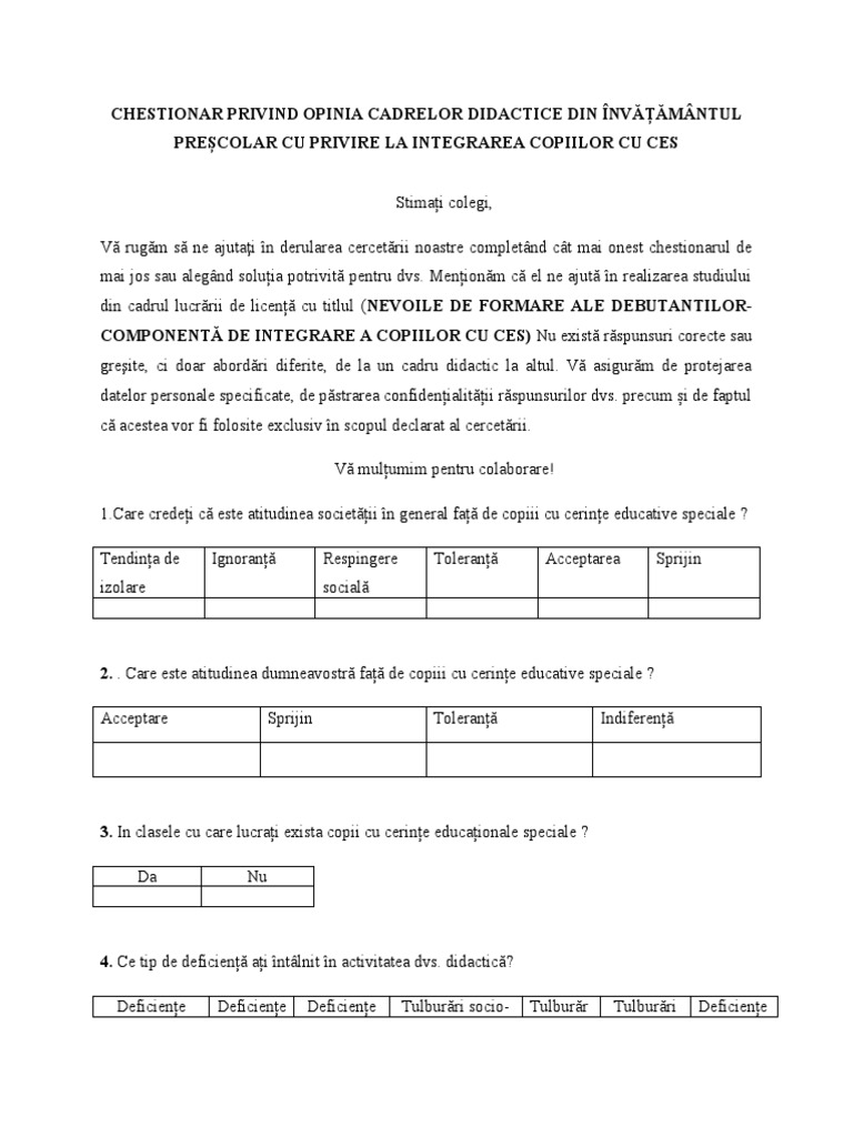 Chestionar Ces | PDF