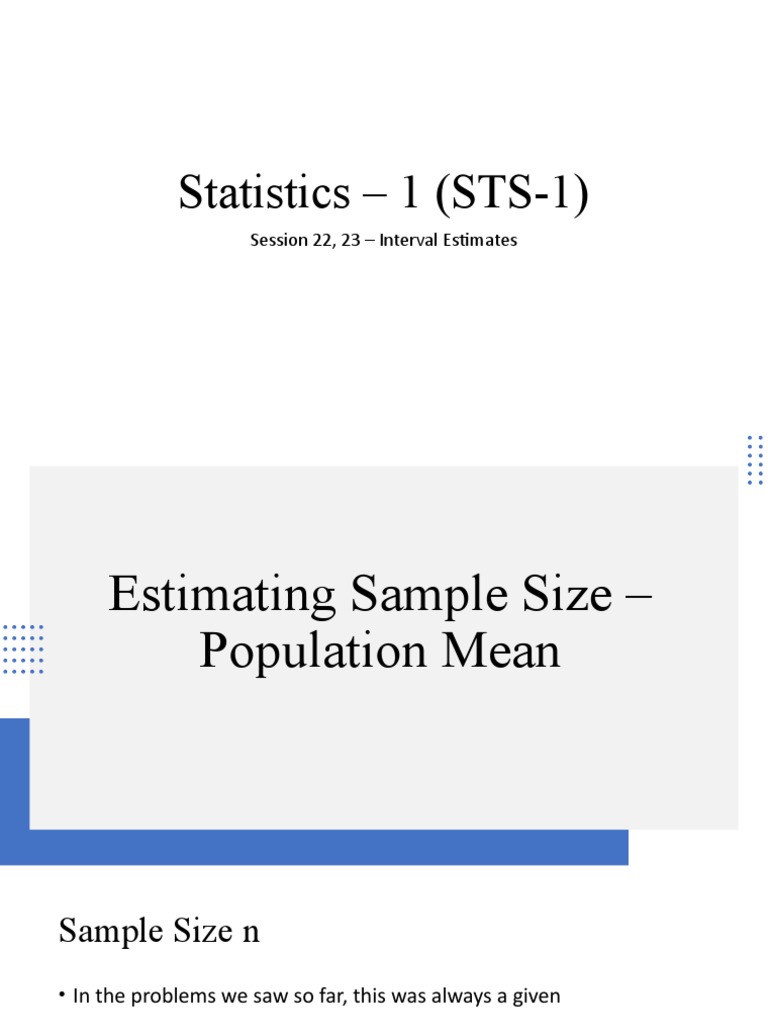 Sample Size Estimation for Confidence Intervals | PDF | Confidence ...