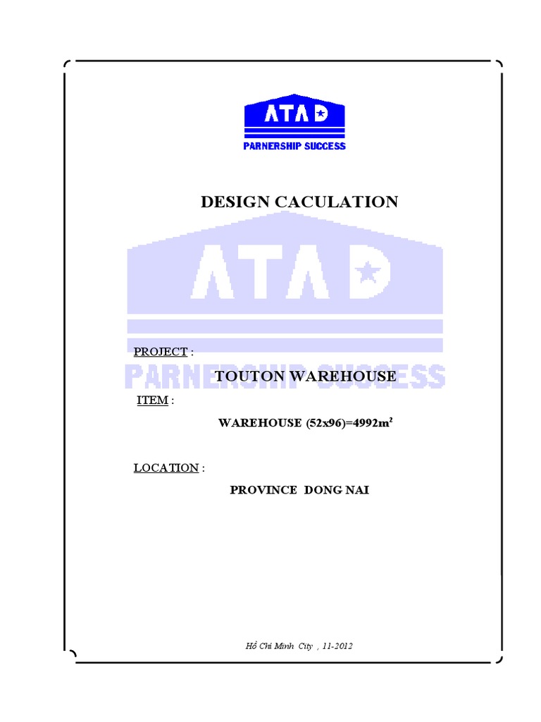 Design Calculations for TOUTON Warehouse | PDF | Framing (Construction ...