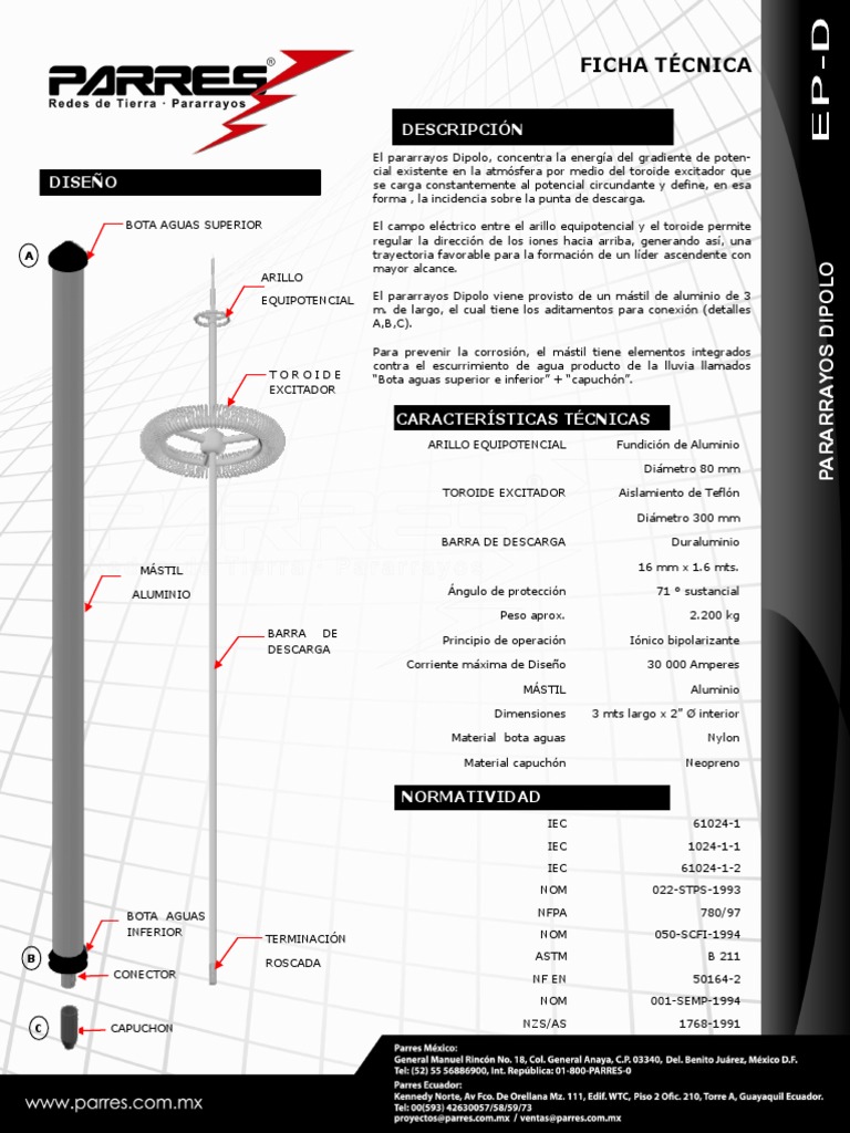Pararrayos Dipolo: Especificaciones Técnicas | PDF | Aluminio ...