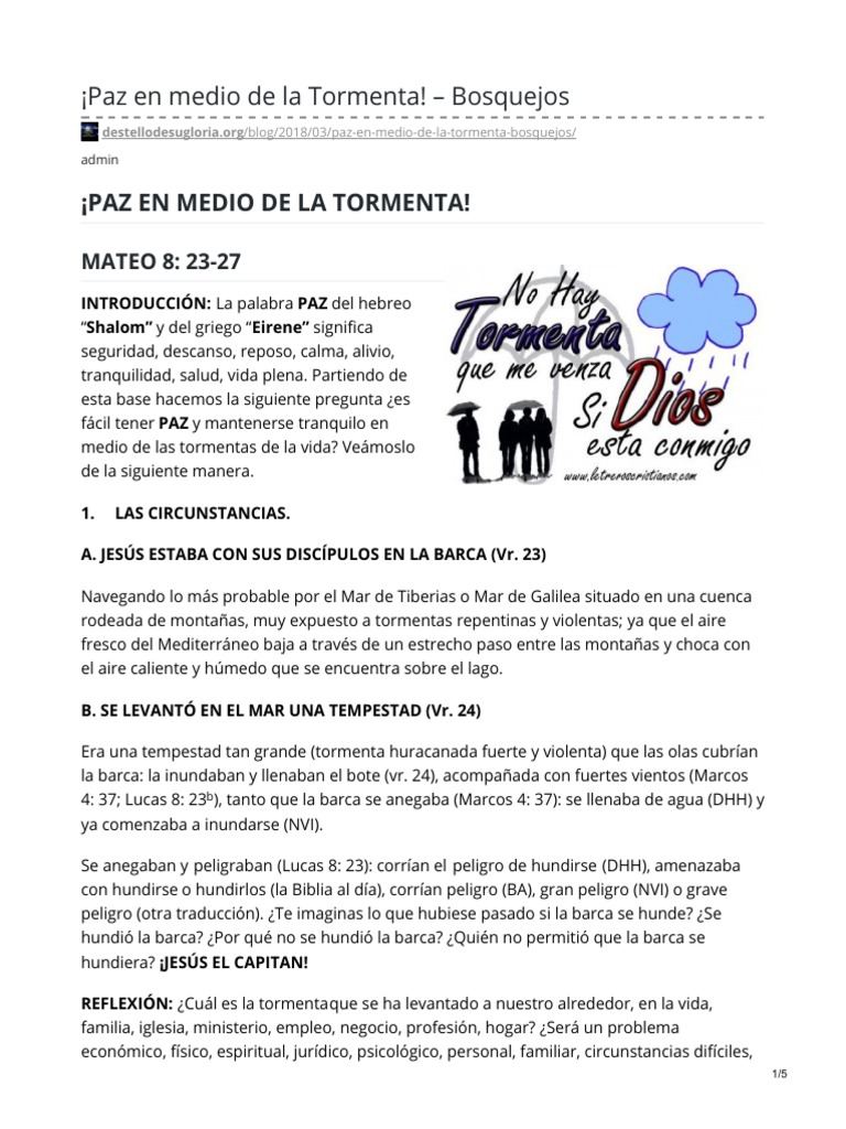 Paz en Medio de La Tormenta Bosquejos | PDF | Pablo el apóstol | Jesús