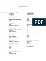 Examen religión 5to grado preguntas clave