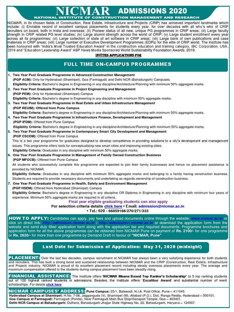 20191409admission2020 Advertisment PDF | PDF | Postgraduate Education ...