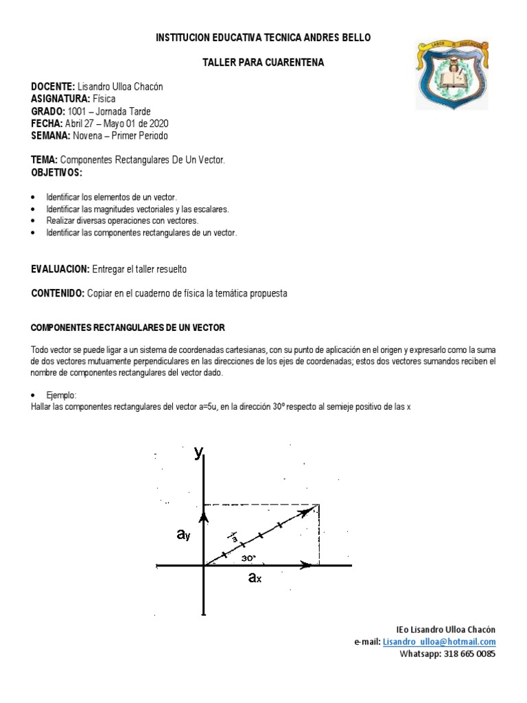 Grado Decimo - Fisica - Componentes Rectangulares de Un Vector (Semana ...