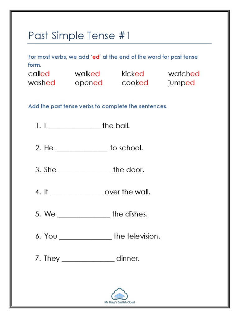 Past Simple Tense Exercises for Verbs | PDF