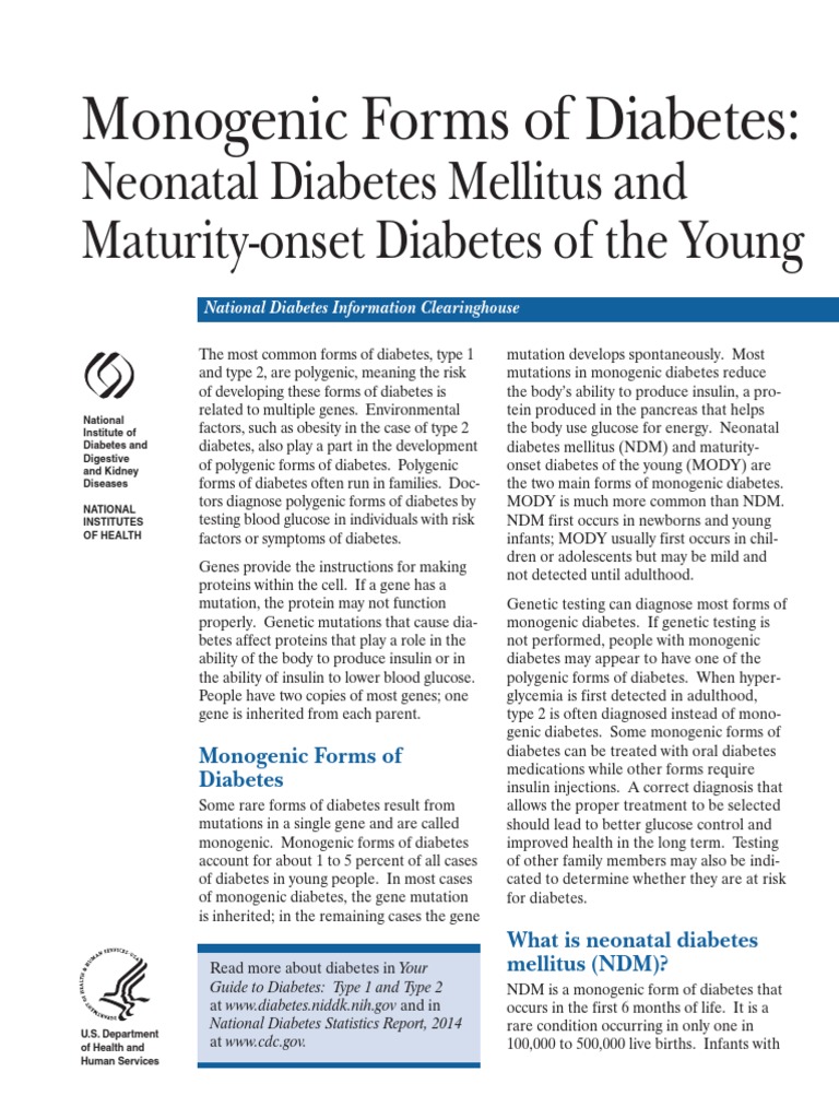 Monogenic Diabetes 508 | PDF | Genetic Disorder | Disorders Of ...