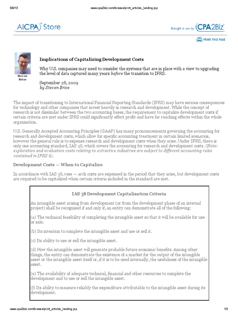 IFRS Development Costs Recognition PDF PDF Intangible Asset