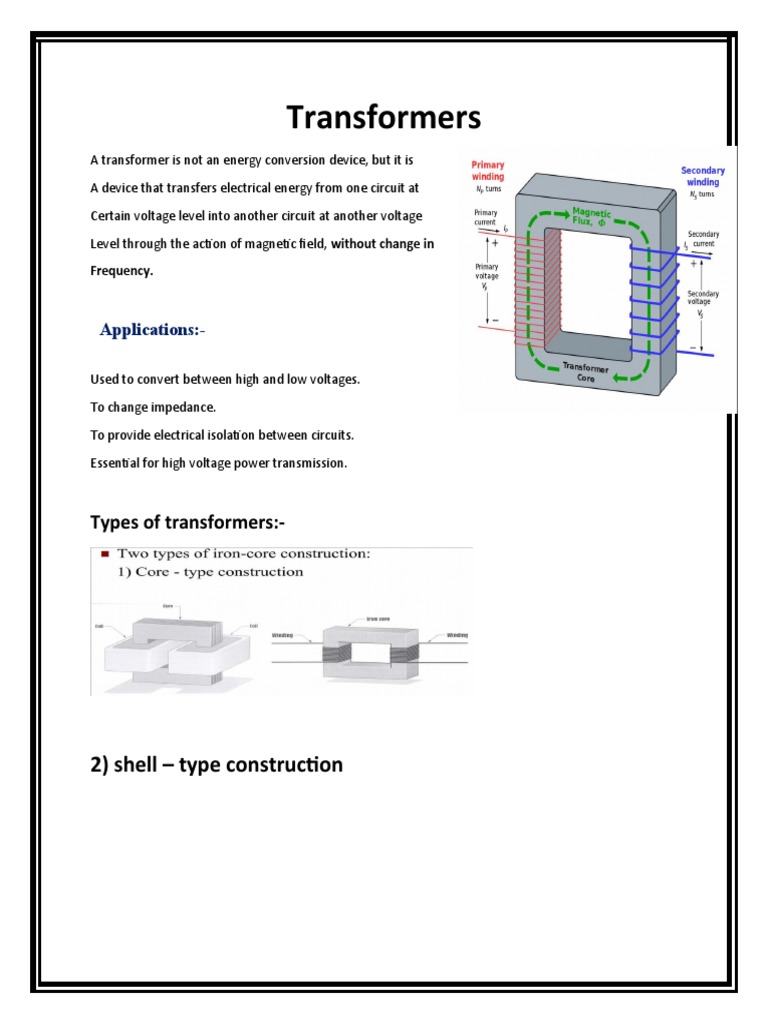 Transformers: 2) Shell - Type Construction | PDF | Science ...