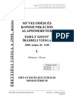 Muvelodesi Es Kommunikacios Alapismeretek Emelt Szintu Irasbeli Erettsegi Vizsga Megoldassal 2008 PDF