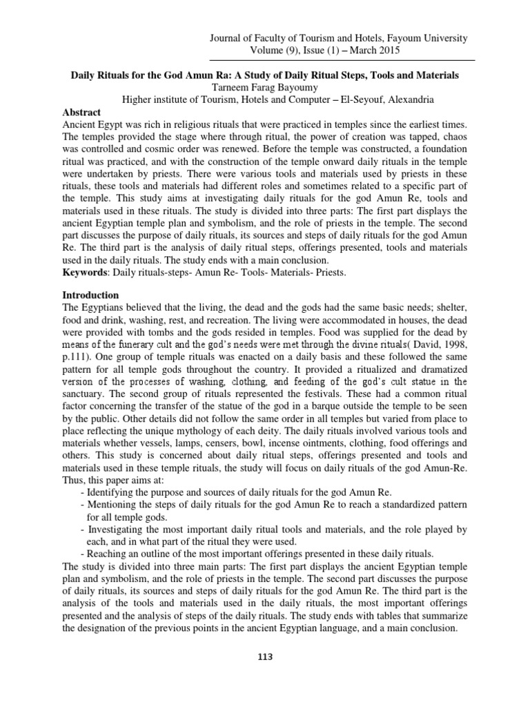 Daily Rituals for Amun Ra in Egypt | PDF | Priest | Temple
