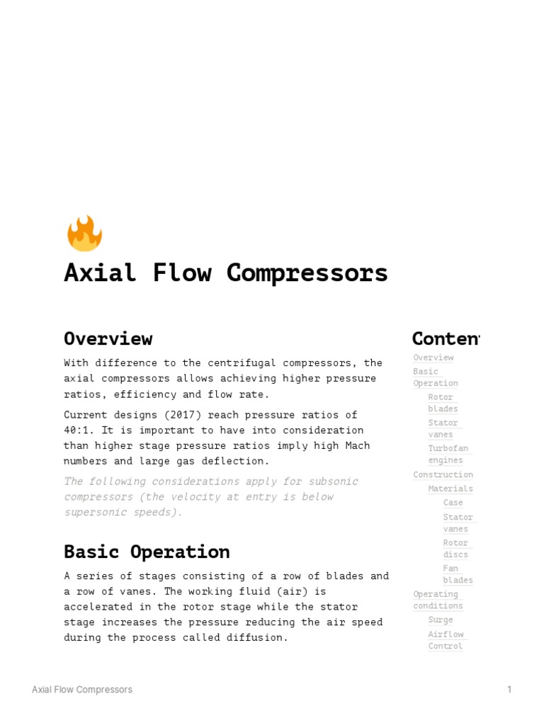 Axial Flow Compressors | PDF | Turbine | Gases