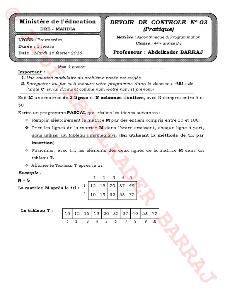 DC - 3 - Prat - Correction 4SI | PDF | Algorithmes et structures de ...