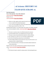 University of Arizona: HISTORY 141 FINAL EXAM QUIZ (GRADE A) - Latest Exam