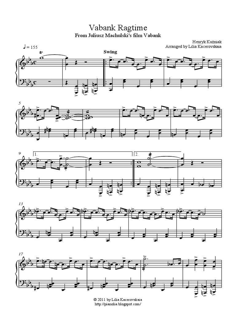 PIANOKAFECOM Ноты Henryk Kuzniak - Va-Bank Ragtime | PDF
