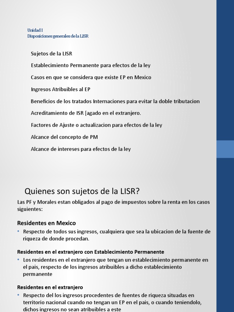 Sujetos del ISR en Personas Morales | PDF | Impuesto sobre la renta ...
