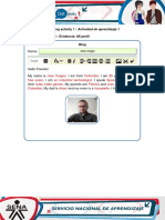 Learning Activity 1 / Actividad de Aprendizaje 1 Evidence: My Profile / Evidencia: Mi Perfil