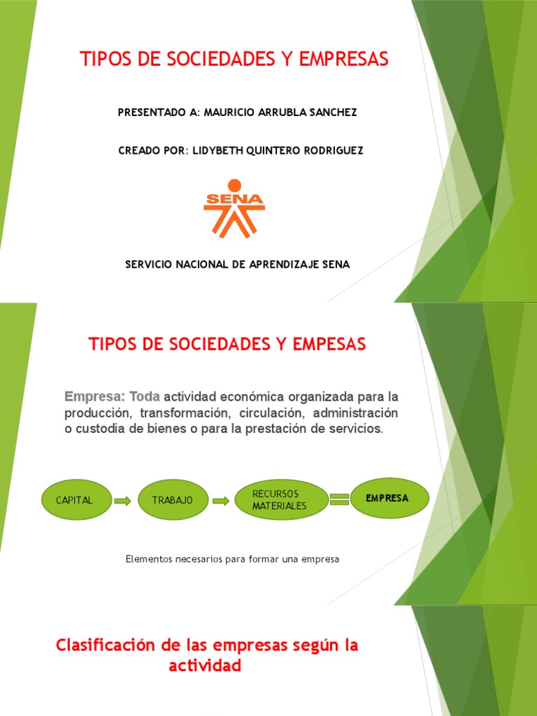 Tipos de Sociedades y Empesas Sena | PDF | Negocios | Derecho