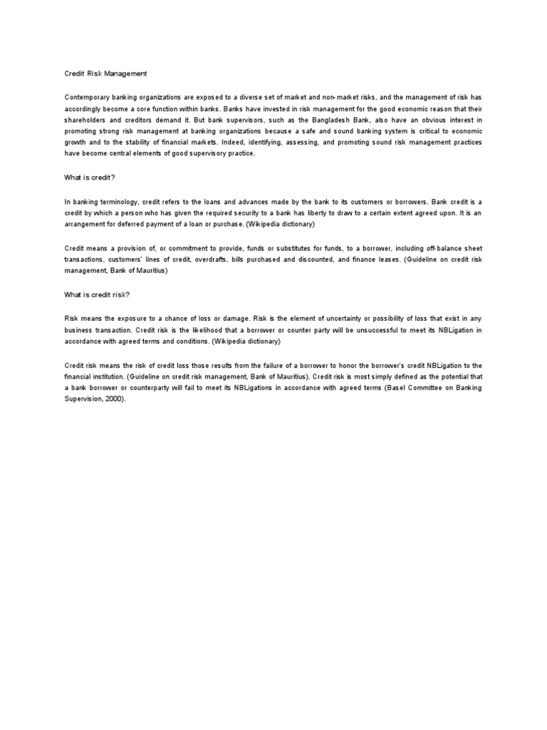 Understanding Credit Risk Management | PDF | Business | Finance & Money ...