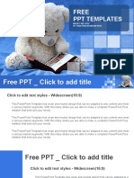 Teddy Bear Reads A Book PowerPoint Templates Widescreen