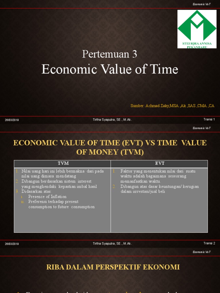 Pertemuan 3 Economic Value of Time | PDF | Ilmu Sosial