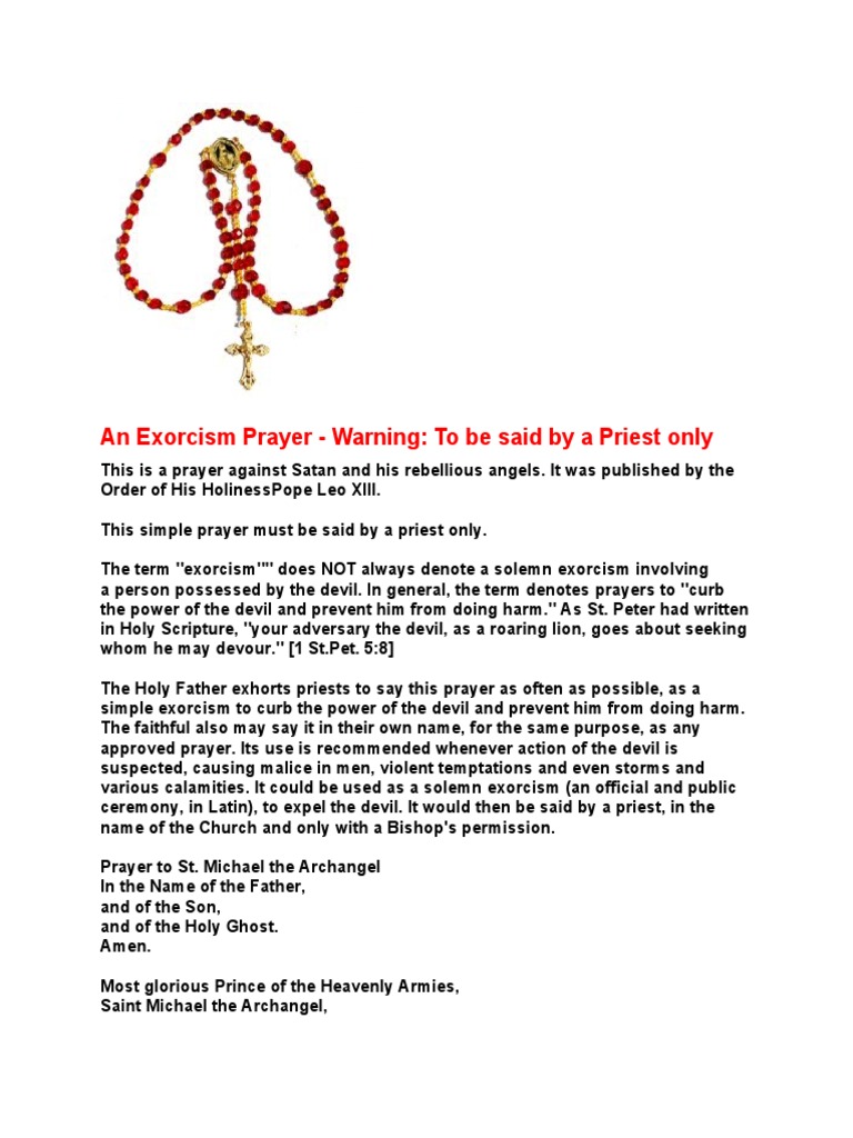 An Exorcism Prayer - Warning: To Be Said by A Priest Only | PDF ...