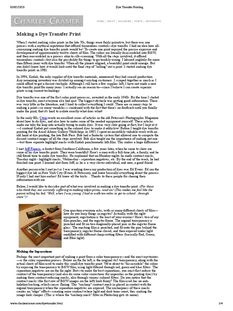 Dye Transfer Printing | Download Free PDF | Art Media | Imaging