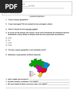 Avaliação Diagnóstica - EAJA 5º Ano  - GEOGRAFIA
