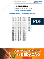 GABARITO 2º Simulado ENEM Dia 2 Estratégia Vestibulares