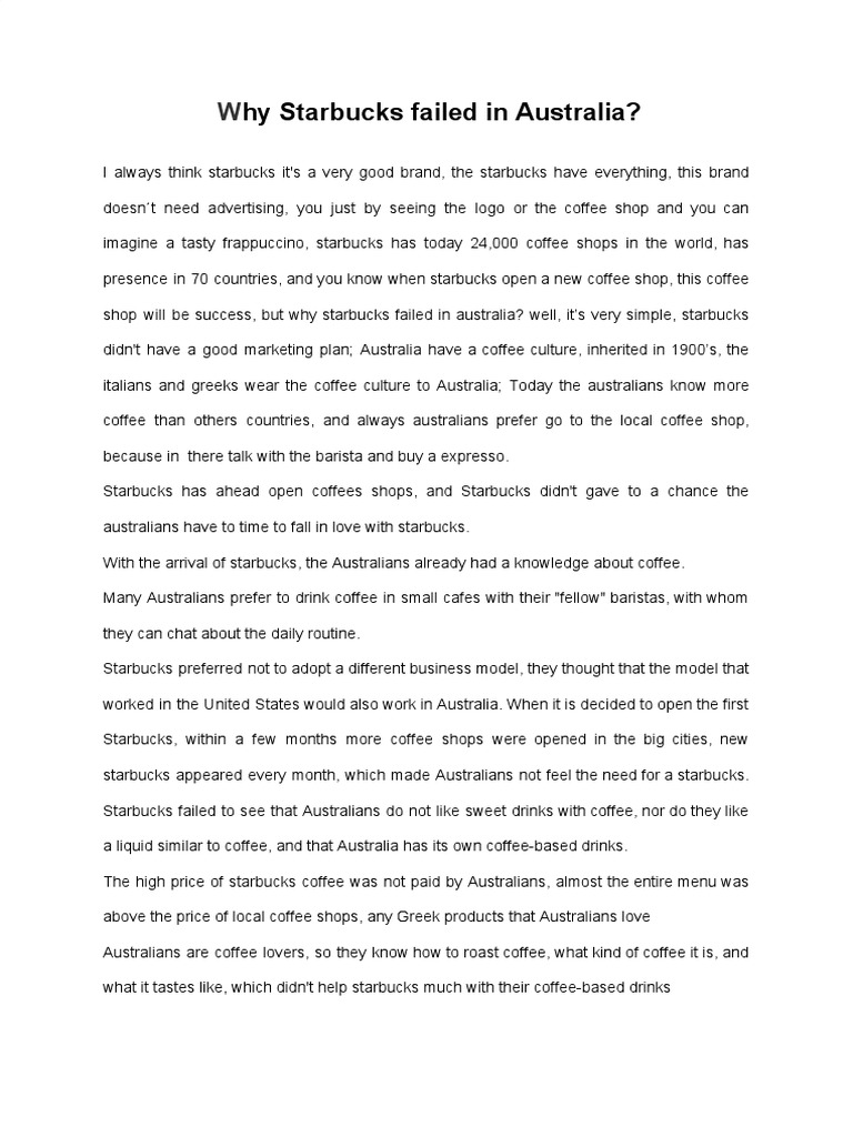 Why Starbucks Failed In Australia Pdf