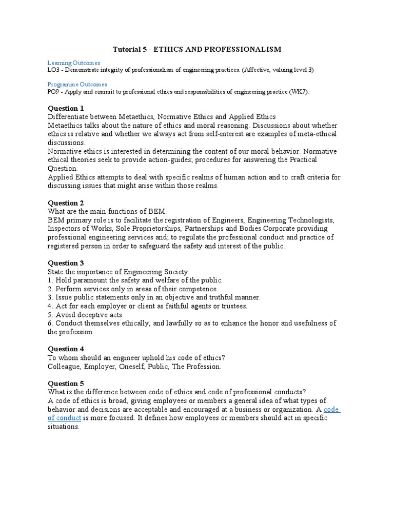 Ethics and Professionalism in Engineering | PDF | Conflict Of Interest ...