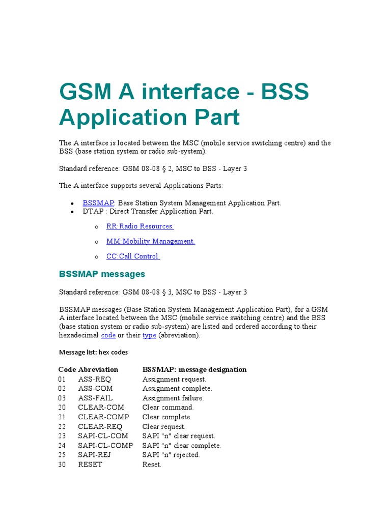 GSM A Interface: BSSAP Overview | PDF | Electronics | Computer Networking