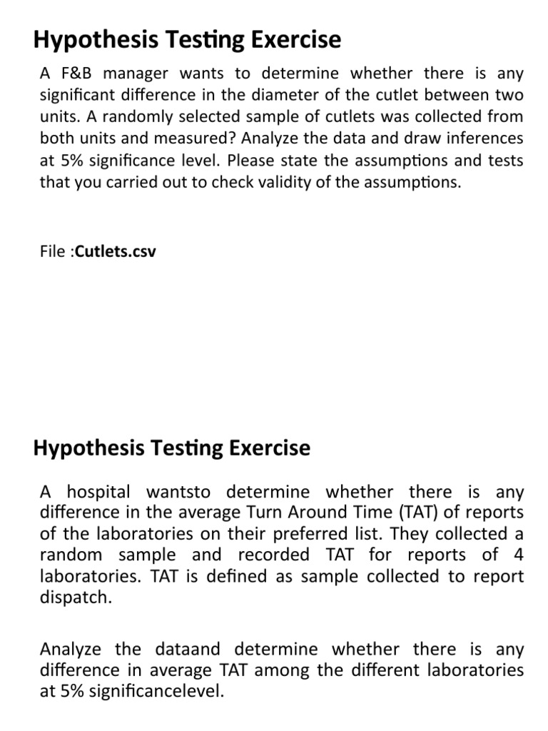 Hypothesis Testing Exercise PDF