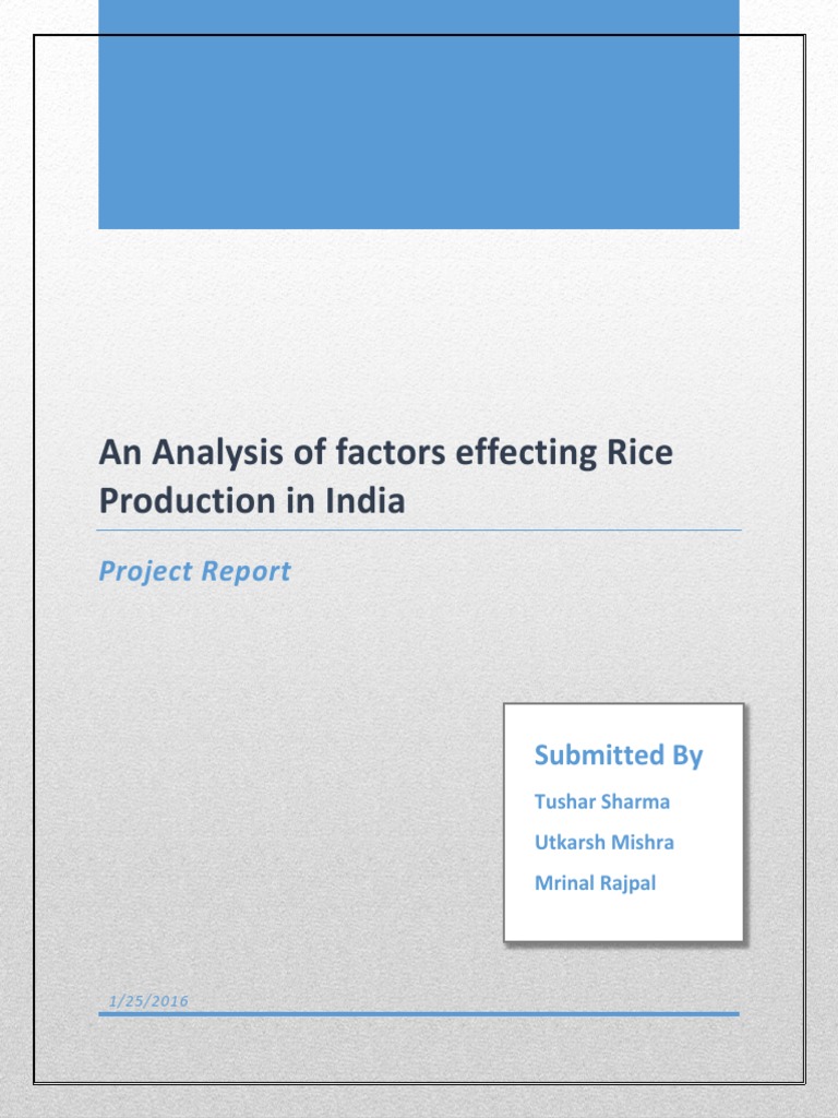 Factors Affecting Rice Production in India | PDF | Rice | Dependent And ...