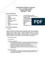 Universidad Salesiana de Bolivia Carrera: Contaduría Pública Plan de Asignatura GESTIÓN 2° - 2013