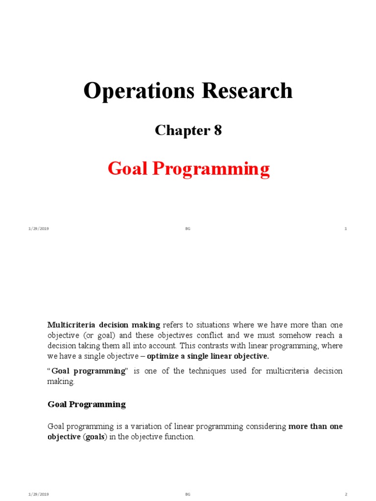 Operations Research: Goal Programming | PDF | Goal | Linear Programming