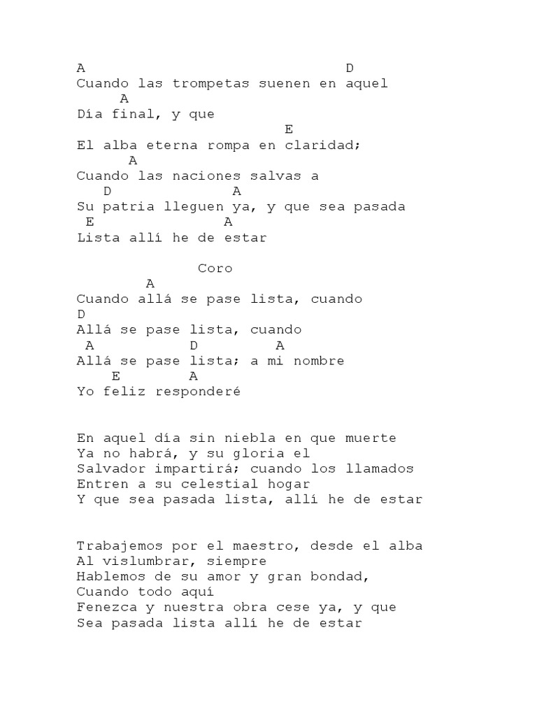 Cuando Allá Se Pase Lista PDF | PDF
