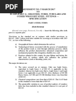 Amendment No. 5 March 2017 TO Is 1239 (Part 1) : 2004 Steel Tubes, Tubulars and Other Wrought Steel Fittings - Specification